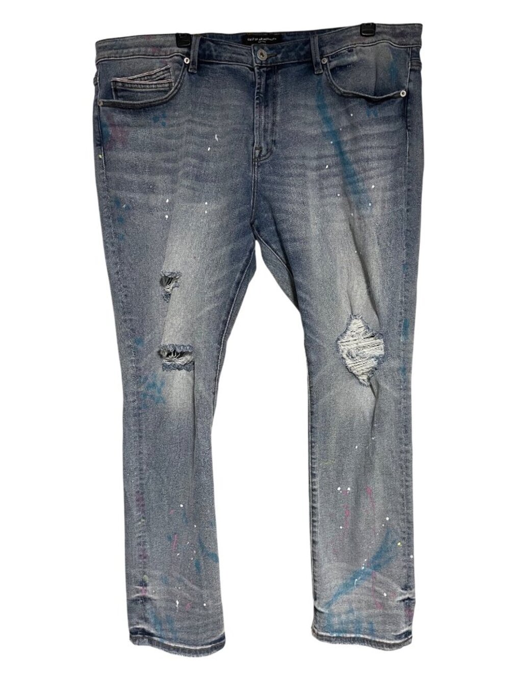 Cult Of Individuality Rocker Slim Straight Leg Jeans Mens 44x33 Distressed Denim